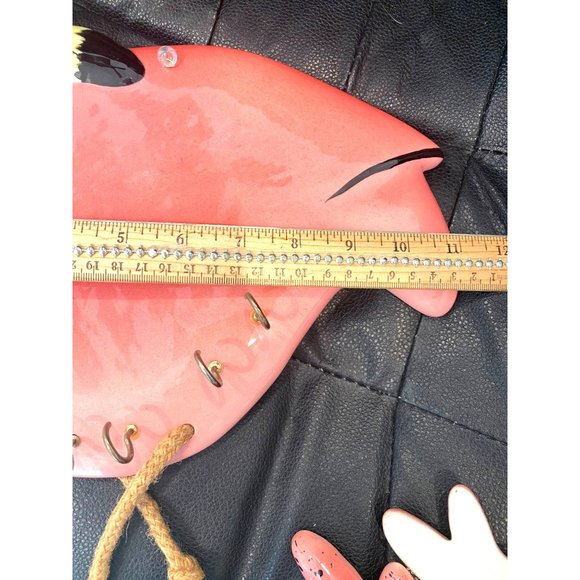 Pink Flamingo Key Holder Ceramic With Rope Dangle Feet Vintagecore/ - Picture 8 of 11